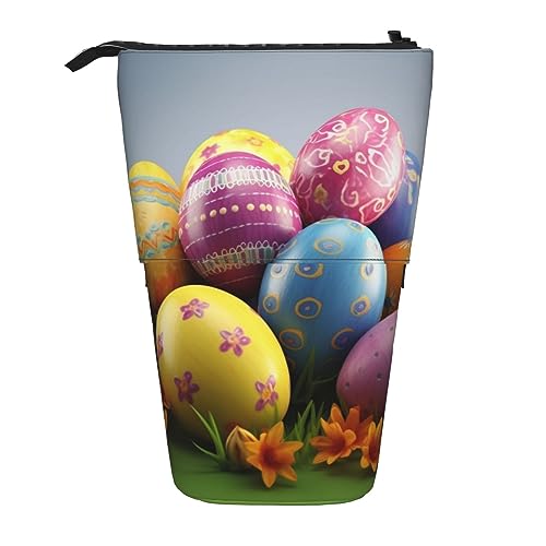 EVANEM Teleskop Federmäppchen Schreibwaren Fall für Büro Blumen Stehende Bleistifttasche Pop up Bleistifthalter Stifthalter für Urlaub Stand-up Organizer Retractable Pencil Pouch, Ostereier, von EVANEM