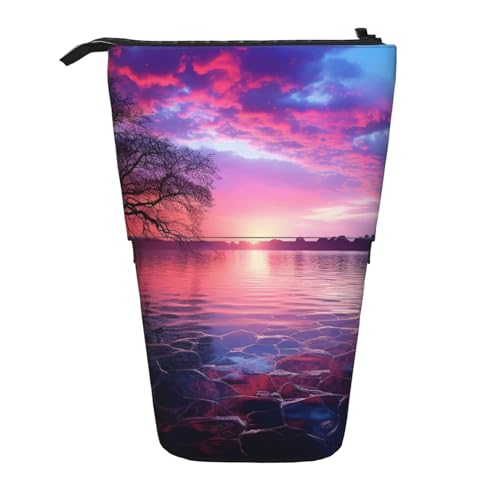 EVANEM Teleskop Federmäppchen Schreibwaren Fall für Büro Meer Delphin Stehende Bleistifttasche Pop up Bleistift Halter Stifthalter für Urlaub Stand-up Organizer Retractable Pencil Pouch, Lila von EVANEM