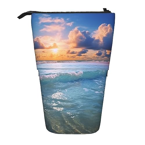 EVANEM Teleskop Federmäppchen Schreibwaren Fall für Büro Meer Tier Delphin Stehende Bleistifttasche Pop up Bleistifthalter Stifthalter für Urlaub Geschenk Stand-up Organizer Retractable Pencil Pouch, von EVANEM