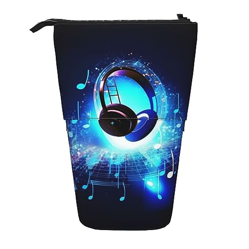 EVANEM Teleskop Federmäppchen Schreibwaren Fall für Büro Musik Note Stehende Bleistifttasche Pop up Bleistifthalter Stifthalter für Urlaub Geschenk Stand-up Organizer Retractable Pencil Pouch, Musik von EVANEM