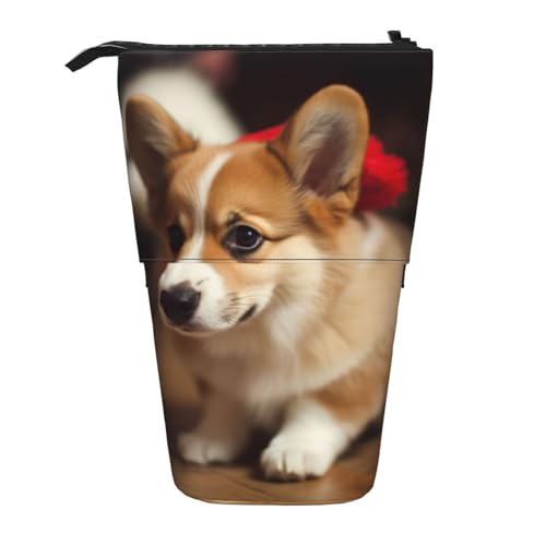 EVANEM Teleskop Federmäppchen Schreibwaren Fall für Büro Niedlicher Hund Stehend Bleistift Tasche Pop up Bleistift Halter Stifthalter für Urlaub Stand-up Organizer Retractable Pencil Pouch, Süße von EVANEM