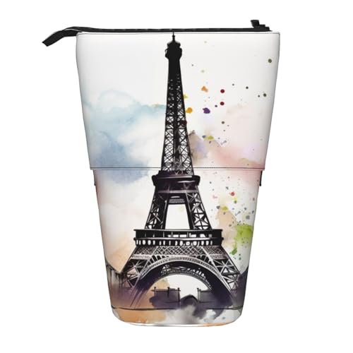 EVANEM Teleskop Federmäppchen Schreibwaren Fall für Büro Paris Muster Stehende Bleistifttasche Pop up Bleistifthalter Stifthalter für Urlaub Geschenk Stand-up Organizer Retractable Pencil Pouch, Paris von EVANEM