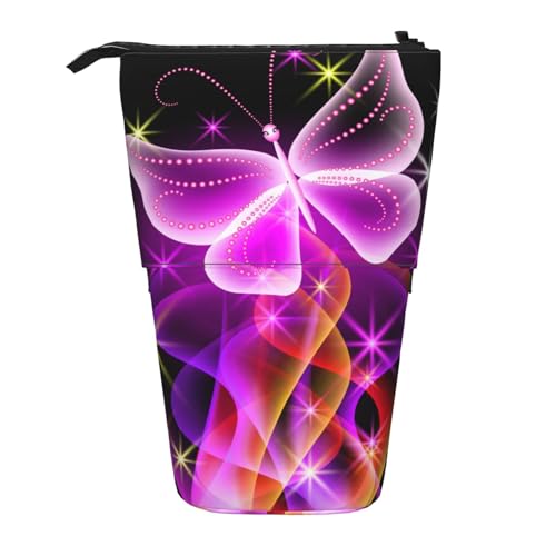 EVANEM Teleskop Federmäppchen Schreibwaren Fall für Büro Petoskey Stone Standing Pencil Bag Pop up Bleistift Halter Stifthalter für Urlaub Stand-up Organizer Retractable Pencil Pouch, rosa von EVANEM