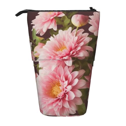 EVANEM Teleskop Federmäppchen Schreibwaren Fall für Büro Pretty Pink Floral1 Standing Pencil Bag Pop up Bleistift Halter Stifthalter für Urlaub Stand-up Organizer Retractable Pencil Pouch, Rosa Blumen von EVANEM