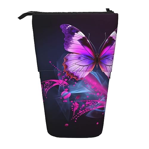 EVANEM Teleskop Federmäppchen Schreibwaren Fall für Büro Pretty Pink Floral1 Standing Pencil Bag Pop up Bleistift Halter Stifthalter für Urlaub Stand-up Organizer Retractable Pencil Pouch, Rosa von EVANEM