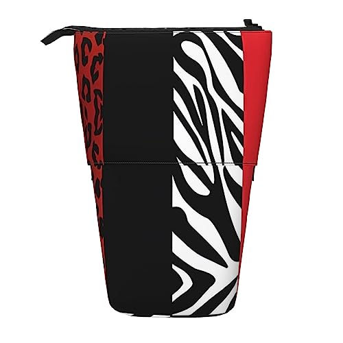 EVANEM Teleskop Federmäppchen Schreibwaren Fall für Büro Retro Bunte Rollschuhe Stehende Bleistifttasche Pop up Bleistifthalter Stifthalter für Urlaub Stand-up Organizer Retractable Pencil Pouch, Red von EVANEM