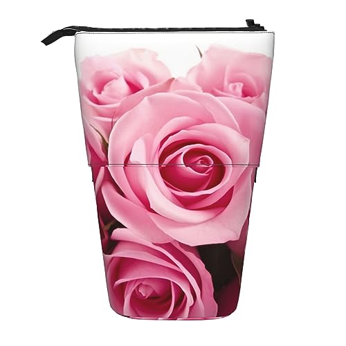 EVANEM Teleskop Federmäppchen Schreibwaren Fall für Büro Rosa Rose Stehende Bleistifttasche Pop up Bleistifthalter Stifthalter für Urlaub Stand-up Organizer Retractable Pencil Pouch, Rosa, von EVANEM