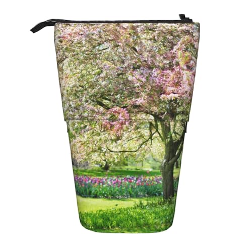 EVANEM Teleskop Federmäppchen Schreibwaren Fall für Büro Rot Terrazzo Stehende Bleistifttasche Pop up Bleistifthalter Stifthalter für Urlaub Stand-up Organizer Retractable Pencil Pouch, Rosa Blumen von EVANEM