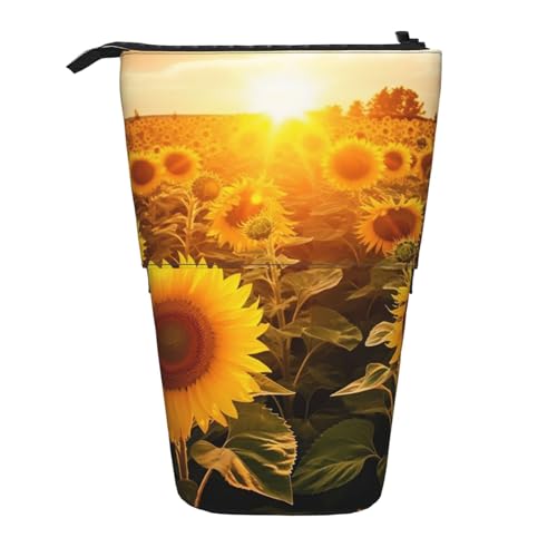 EVANEM Teleskop Federmäppchen Schreibwaren Fall für Büro Sonnenschein Sonnenblume Feld Stehende Bleistifttasche Pop up Bleistifthalter Stifthalter für Urlaub Stand-up Organizer Retractable Pencil von EVANEM