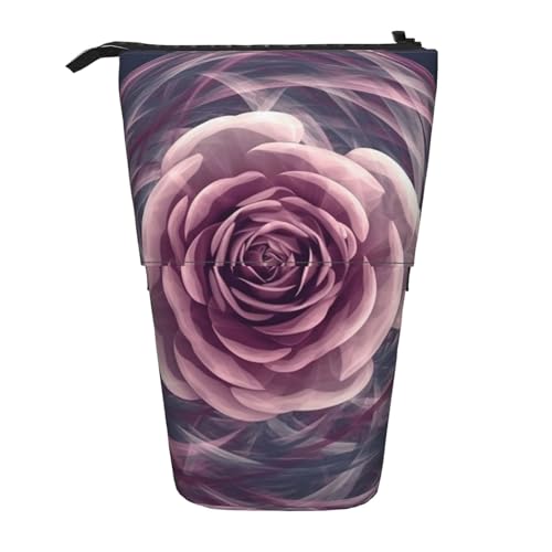 EVANEM Teleskop Federmäppchen Schreibwaren Fall für Büro Sphere Blühende Blume Rose Stehende Bleistifttasche Pop up Bleistifthalter Stifthalter für Urlaub Stand-up Organizer Retractable Pencil Pouch, von EVANEM