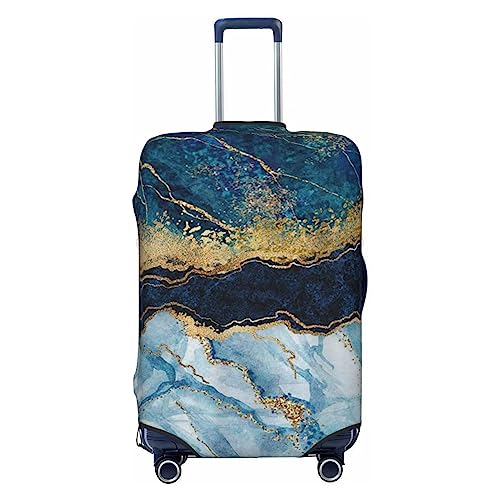 EVANEM Travel Luggage Cover Double Sided Suitcase Cover For Man Woman Marble Navy Blue Washable Suitcase Protector Luggage Protector For Travel Adult, Schwarz , S von EVANEM