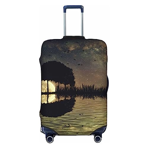 EVANEM Travel Luggage Cover Double Sided Suitcase Cover For Man Woman Night Lake Guitar Washable Suitcase Protector Luggage Protector For Travel Adult, Schwarz , M von EVANEM