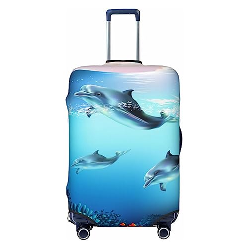 EVANEM Travel Luggage Cover Double Sided Suitcase Cover For Man Woman Ocean Sea Animal Cute Washable Suitcase Protector Luggage Protector For Travel Adult, Schwarz , L von EVANEM