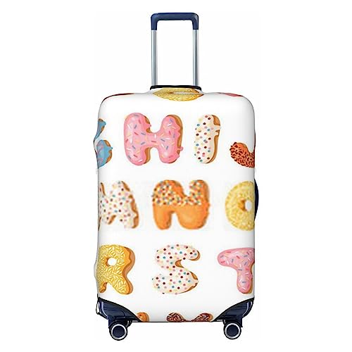 EVANEM Travel Luggage Cover Double Sided Suitcase Cover For Man Woman Pink Word Cartoon Donut Washable Suitcase Protector Luggage Protector For Travel Adult, Schwarz , M von EVANEM