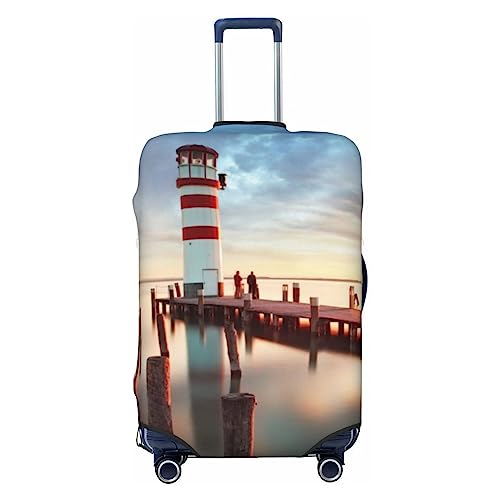 EVANEM Travel Luggage Cover Double Sided Suitcase Cover For Man Woman Rainbows Lighthouse Washable Suitcase Protector Luggage Protector For Travel Adult, Schwarz , L von EVANEM