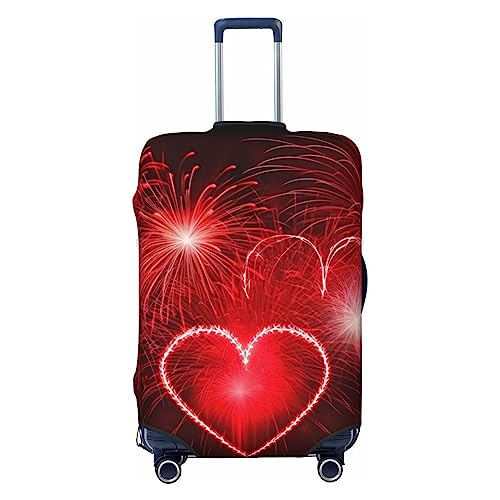 EVANEM Travel Luggage Cover Double Sided Suitcase Cover For Man Woman Red Hearts Fireworks Washable Suitcase Protector Luggage Protector For Travel Adult, Schwarz , L von EVANEM