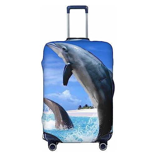 EVANEM Travel Luggage Cover Double Sided Suitcase Cover For Man Woman Sea Dolphin Washable Suitcase Protector Luggage Protector For Travel Adult, Schwarz , L von EVANEM