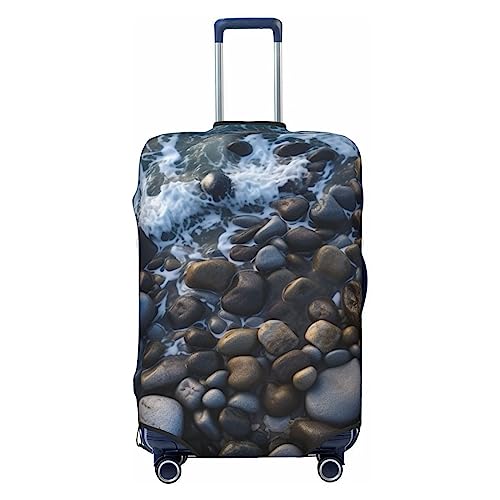 EVANEM Travel Luggage Cover Double Sided Suitcase Cover For Man Woman Sea Stones Washable Suitcase Protector Luggage Protector For Travel Adult, Schwarz , L von EVANEM