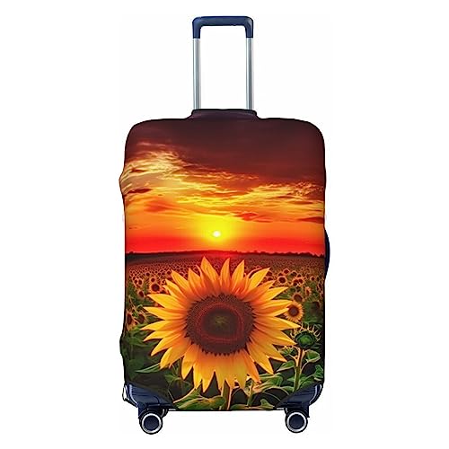 EVANEM Travel Luggage Cover Double Sided Suitcase Cover For Man Woman Sunset Sunflower Washable Suitcase Protector Luggage Protector For Travel Adult, Schwarz , M von EVANEM