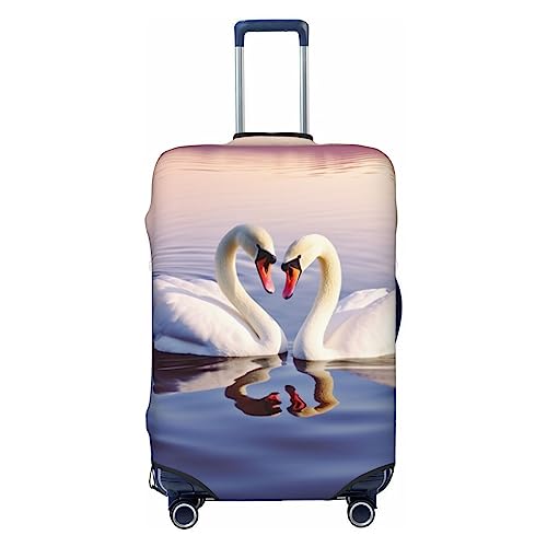 EVANEM Travel Luggage Cover Double Sided Suitcase Cover For Man Woman Swan Heart Washable Suitcase Protector Luggage Protector For Travel Adult, Schwarz , S von EVANEM