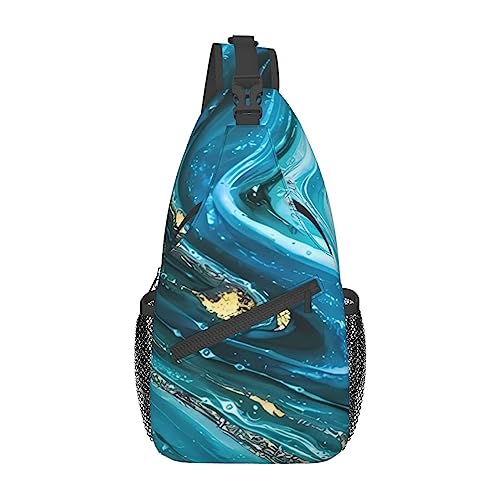 EVANEM Türkis Blau Crossbody Sling Rucksack Sling Bag Brusttasche Umhängetasche Casual Day Pack Für Unisex, Schwarz , Einheitsgröße von EVANEM