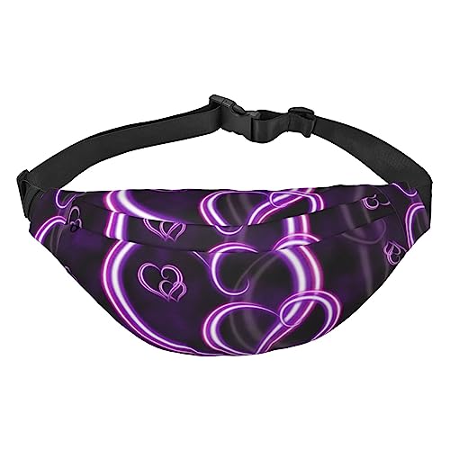 Gürteltasche mit violettem Liebesdruck, für Herren und Damen, modische Gürteltasche mit verstellbarem Riemen für Reisen, Laufen, Lila Liebe, Einheitsgröße, Lila Liebe, Einheitsgröße von EVANEM