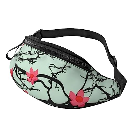 Halloween-Gothic-Bauchtasche für Männer und Frauen, modische verstellbare Brusttasche, Reisen, Sport, Walking, Hüfttasche, Cherry Blossom, Einheitsgröße von EVANEM