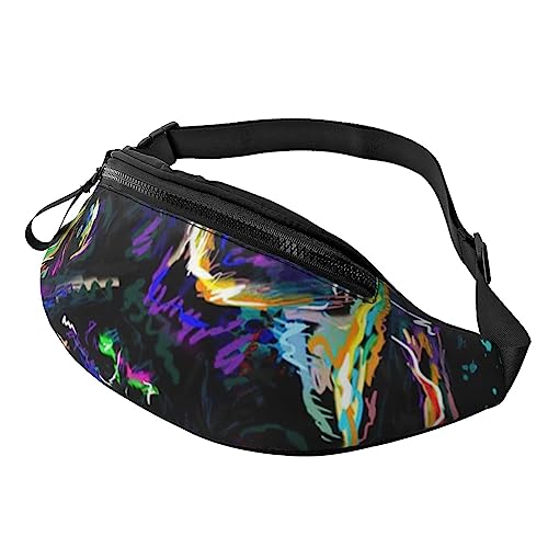 Halloween-Gothic-Bauchtasche für Männer und Frauen, modische verstellbare Brusttasche, Reisen, Sport, Walking, Hüfttasche, Mops-Portrait, Einheitsgröße von EVANEM