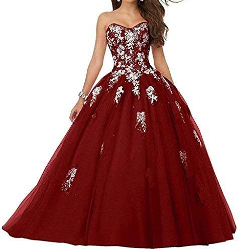 EVANKOU Damen Ballkleider Prinzessin Lang Abendkleider Elegant für Hochzeit Ärmellos Burgundy Großen Größen 48 von EVANKOU