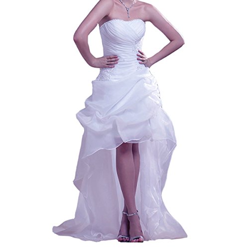 EVANKOU Damen Brautkleider Vorne Kurz Hinten Lang Organza Hochzeitskleider Weiß Größe 42 von EVANKOU