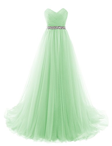 EVANKOU Damen Lang Tüll Abendkleider Elegant Ballkleid Prinzessin Mint Größe 34 von EVANKOU