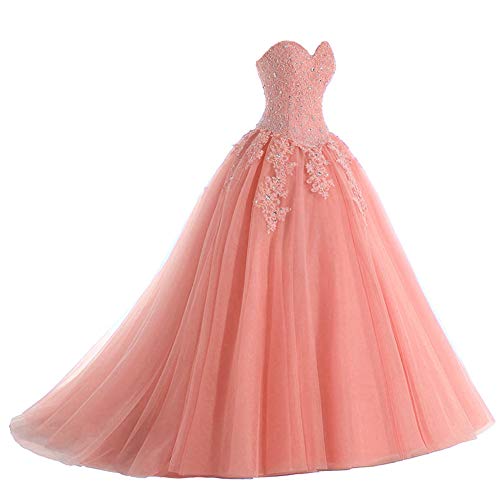 EVANKOU Damen Liebsten Lang Tüll Formellen Abendkleid Ballkleid Festkleider Coral Großen Größen 50 von EVANKOU