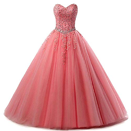 EVANKOU Damen Liebsten Lang Tüll Formellen Abendkleid Ballkleid Festkleider P25 Coral Größe 36 von EVANKOU