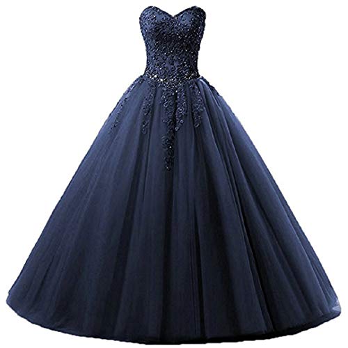 EVANKOU Damen Liebsten Lang Tüll Formellen Abendkleid Ballkleid Festkleider P25 Marineblau Größe 32 von EVANKOU