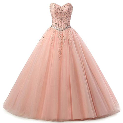 EVANKOU Damen Liebsten Lang Tüll Formellen Abendkleid Ballkleid Festkleider P25 Rosa Größe 40 von EVANKOU