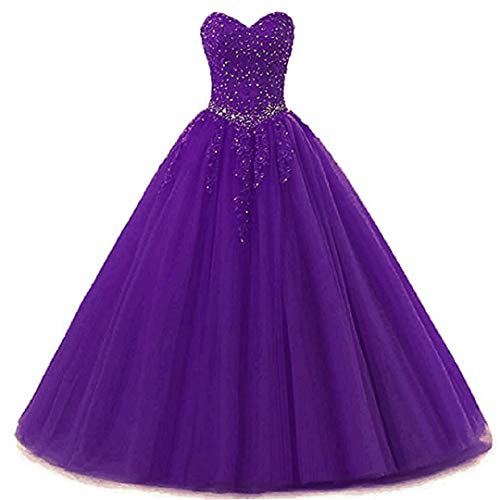 EVANKOU Damen Liebsten Lang Tüll Formellen Abendkleid Ballkleid Festkleider P25 Violett Größe 34 von EVANKOU