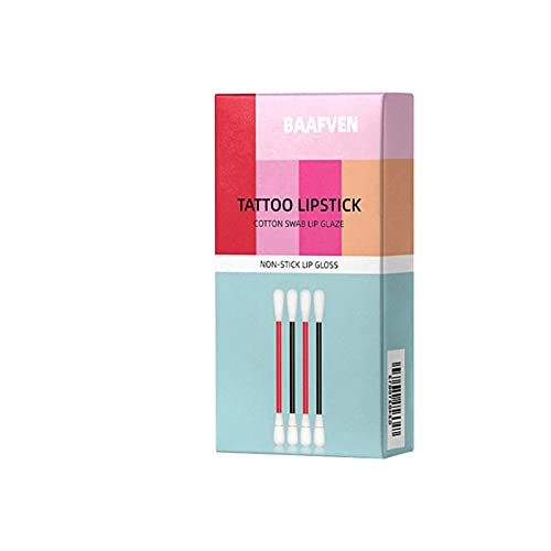 EVEBS 1 Schachtel Lipstick Wattestäbchen mit 20 Stück Einweg Langlebiger Lipgloss Wattestäbchen Matt Tattoo Lippenstifte Tabak Box Set,Wattestäbchen Antihaft-Lippenstift für Frauen und Mädchen (A) von EVEBS