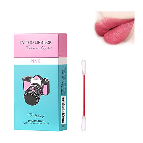 Lipstick Wattestäbchen Set,20 Stück/Box Frauen Langlebiger Lipgloss,wasserdichter kussfester Matt Tattoo Lippenstifte Tabak Box Set,Einfach Zu Tragen,Einweg-Lippenflecken-Zigarette Lippenstift (D) von EVEBS