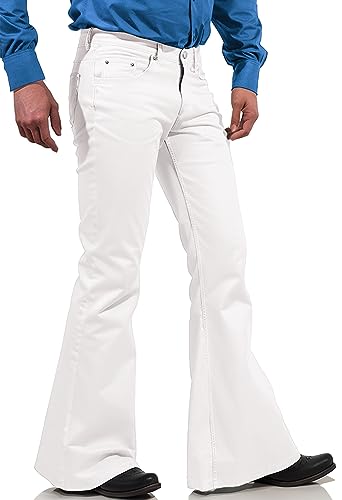 70er Jahre Discohose für Herren, Herren-Jeanshose, 60er 70er Jahre Glockenhose, Vintage-Denim-Hose, Jeans für Herren, Weiss/opulenter Garten, XXL von EVEDESIGN