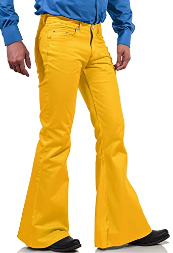 70er Jahre Discohose für Herren, Herren-Jeanshose, 60er 70er Jahre Glockenhose, Vintage-Denim-Hose, Jeans für Herren, gelb, Mittel von EVEDESIGN