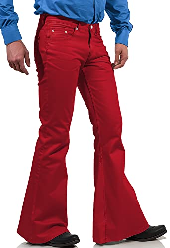 70er Jahre Discohose für Herren, Herren-Jeanshose, 60er 70er Jahre Glockenhose, Vintage-Denim-Hose, Jeans für Herren, rot, 4X-Groß von EVEDESIGN