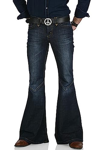 EVEDESIGN 70er Jahre Bell Bottom Pants für Herren, Herren Bell Bottom Jeans Disco Flared Pants, Relaxed Fit Jeans für Herren (Bule), Blau2, Groß von EVEDESIGN