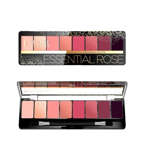 EVELINE COSMETICS Essential Rose Lidschatten-Palette - 8 Farben für Perfekte Smokey- und Tageslooks, Inklusive 3 Schimmernde und 5 Matte Nuancen von EVELINE COSMETICS