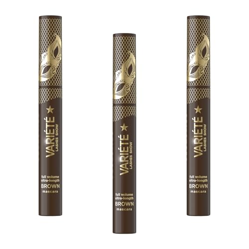 Eveline Cosmetics Variété Braun Volumen und Verlängernde Mascara - Erhöht Wimpernvolumen & Länge mit Langanhaltender Formel, Ideal für Hellere Haarfarben von EVELINE COSMETICS