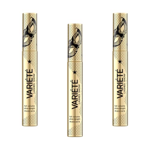 Eveline Cosmetics Variété Lang anhaltende volumengebende Mascara mit präziser Silikonbürste, Intensiv Schwarz von EVELINE COSMETICS