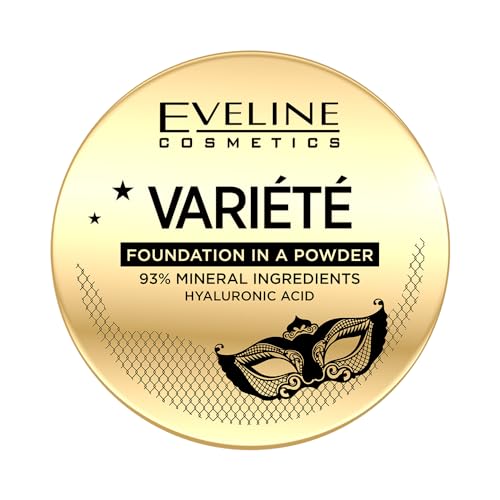 Eveline Cosmetics Varieté Mineralpuder Foundation Nr. 01 mit Hyaluronsäure - Mittlere bis Volle Deckkraft, Leichte Formel für Trockene Haut von EVELINE COSMETICS