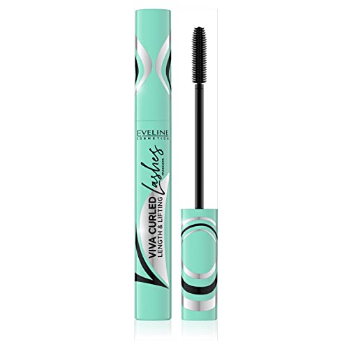 Eveline Cosmetics Viva Curled Lashes Mascara - Ultra-Schwarz Formel, Wimpernverlängerung & -schwung mit innovativer Bürste von EVELINE COSMETICS