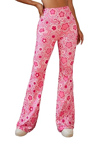 EVELUST 70er Jahre Schlaghose für Damen – St. Patrick's Day Rave Festival Outfit Hohe Taille Bell Bottom Disco Kostüm Hose(Pink, S, 1050w) von EVELUST