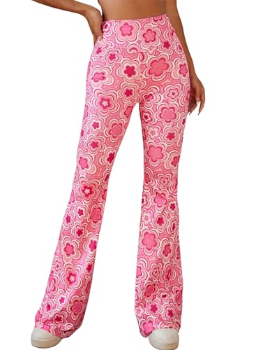 EVELUST 70er Jahre Schlaghose für Damen – St. Patrick's Day Rave Festival Outfit Hohe Taille Bell Bottom Disco Kostüm Hose(Pink, L, 1050w) von EVELUST