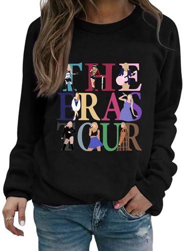 EVELUST Country Konzert Sweatshirt Damen- Festival Süßes Grafik Rundhalsausschnitt Langarm Pullover World Tour Outfits Mädchen Fan Lover Lässig Oberteil(Black,XL,11461w) von EVELUST